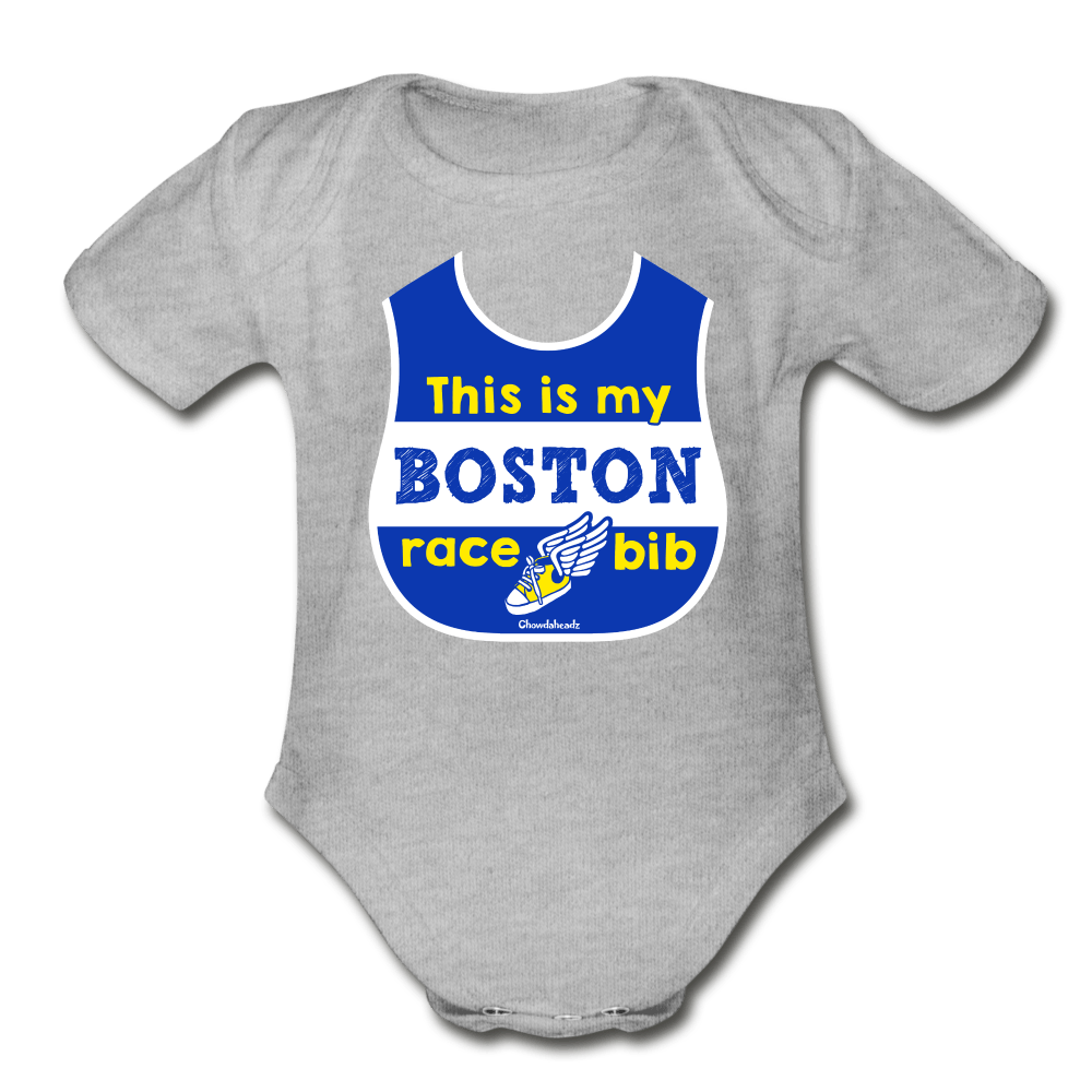 My Boston Race Bib Infant One Piece - heather grey