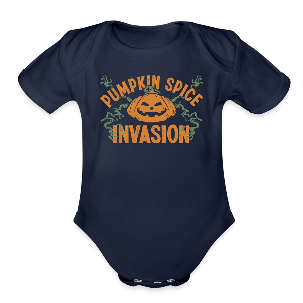 Pumpkin spice Invasion Infant One Piece - dark navy