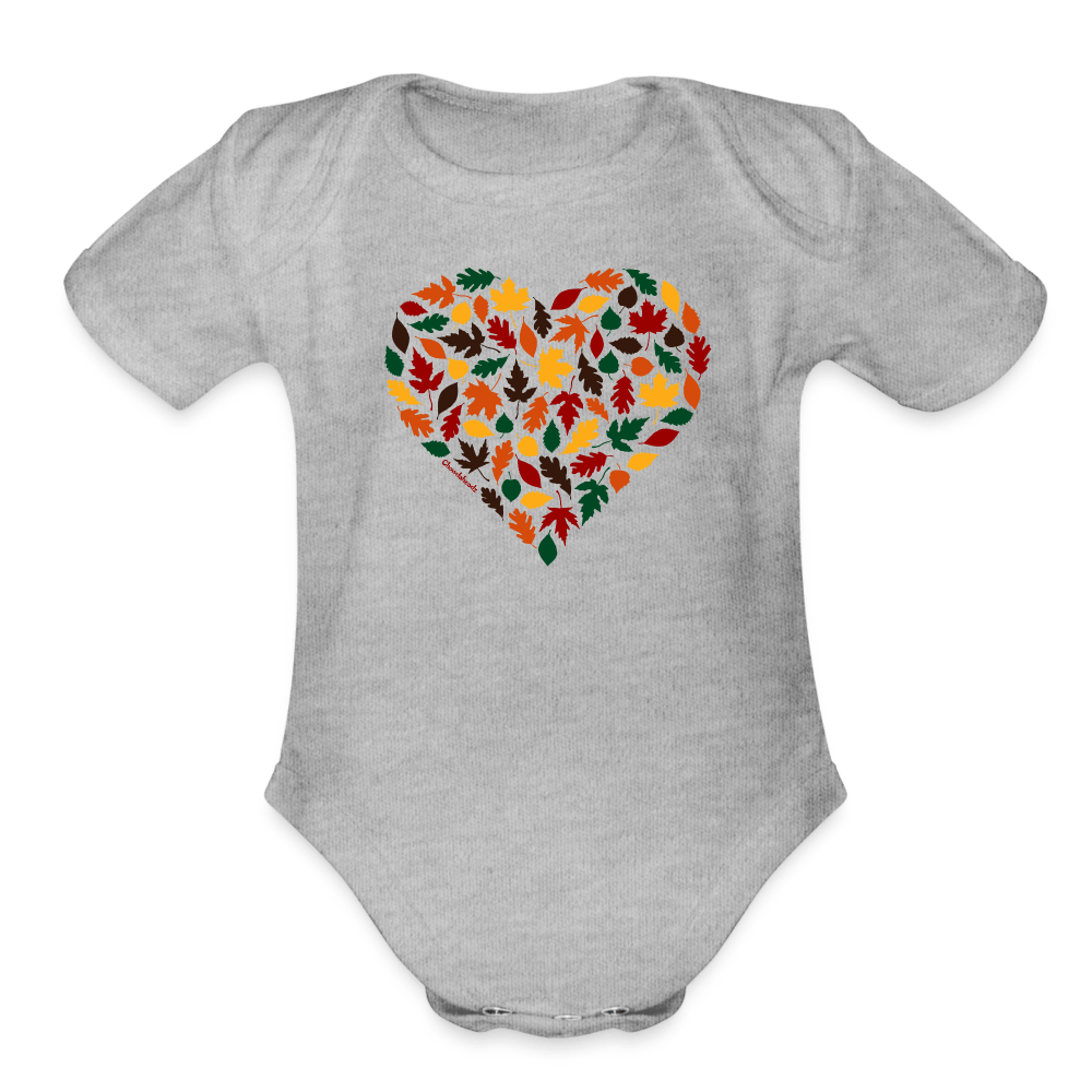 Fall Leaves Heart Infant One Piece - heather grey