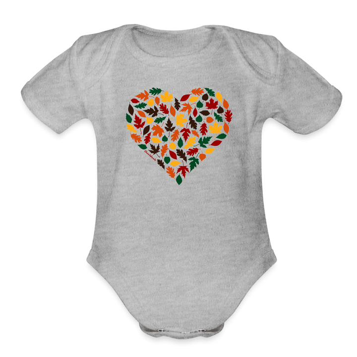 Fall Leaves Heart Infant One Piece - heather grey