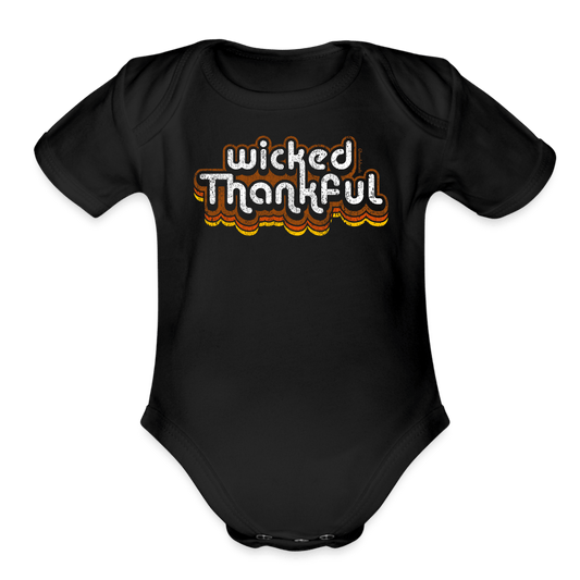 Wicked Thankful Retro Thanksgiving Infant One Piece - black