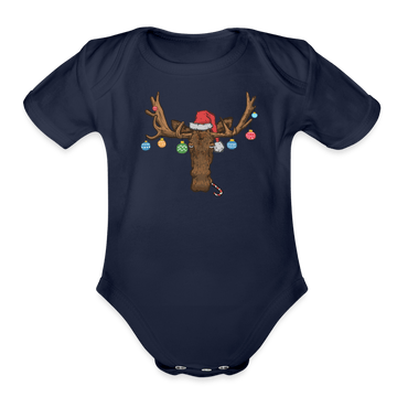 Christmas Moose Ornaments Infant One Piece - dark navy