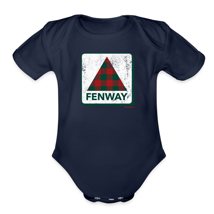 Holiday Plaid Fenway Sign Infant One Piece - dark navy