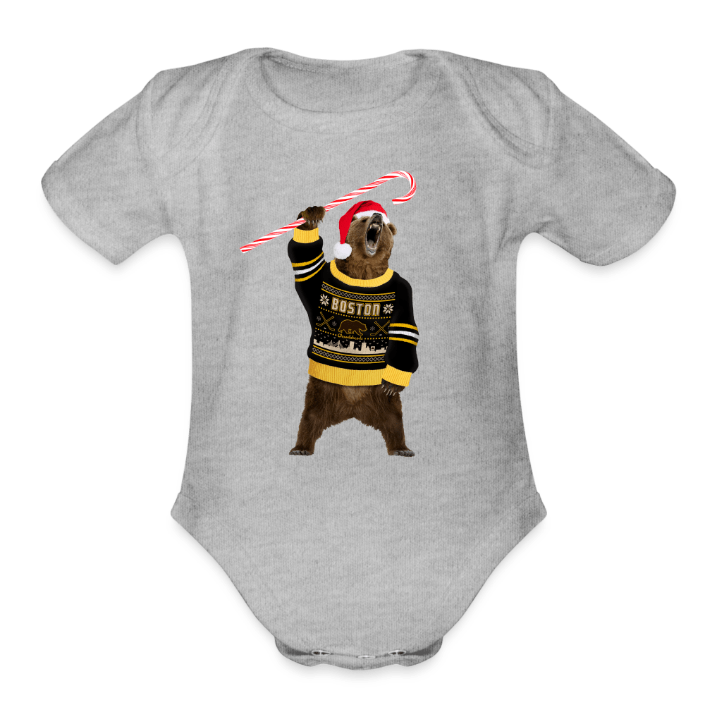 Boston Holiday Sweater Bear Infant One Piece - heather grey
