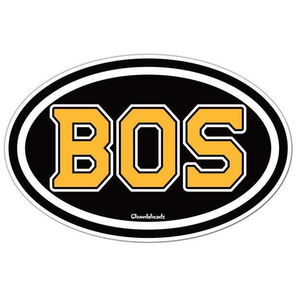 BOS Boston Black And Gold Oval Sticker - Chowdaheadz
