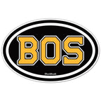BOS Boston Black And Gold Oval Sticker - Chowdaheadz