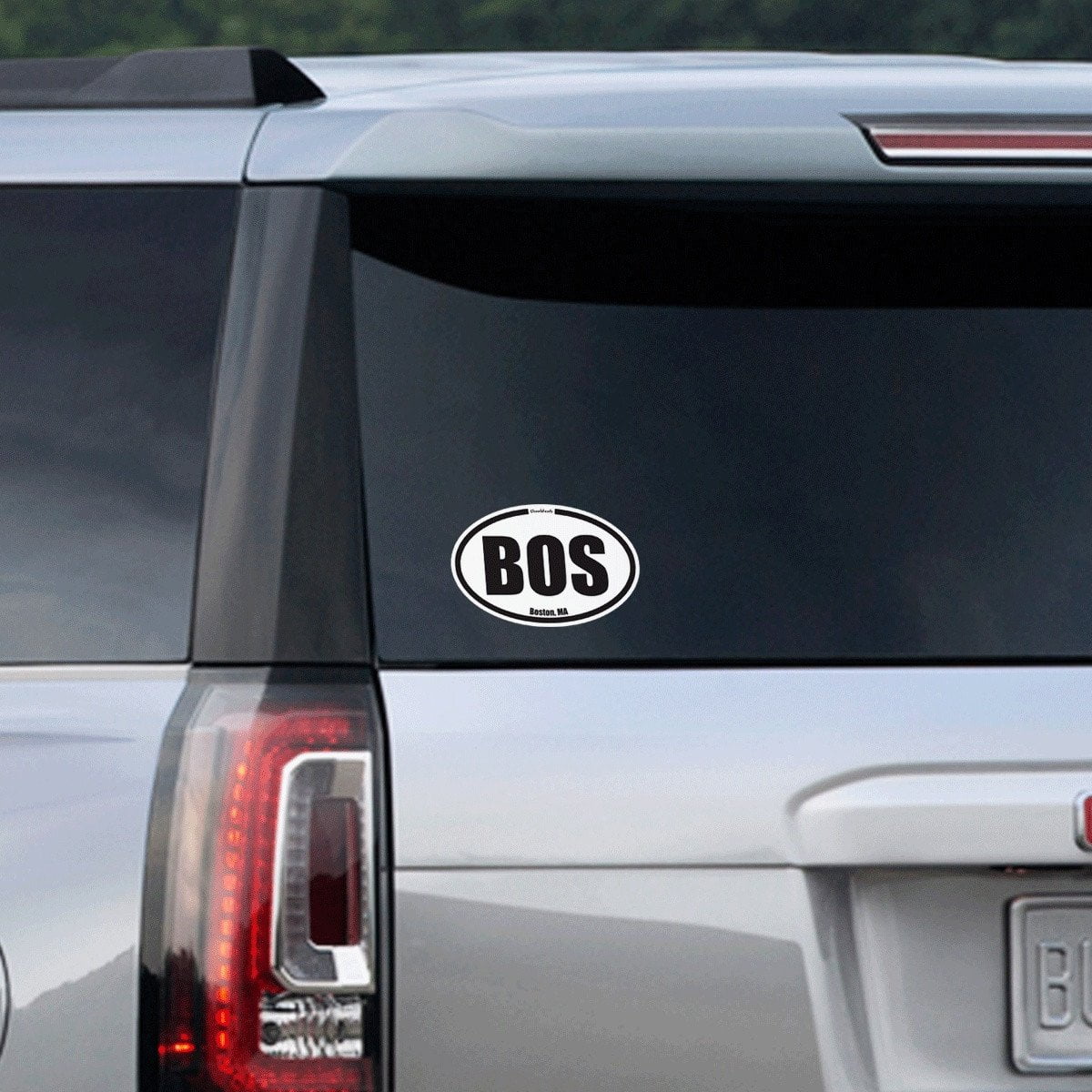 ''BOS'' Sticker White/Black Classic Boston - Chowdaheadz