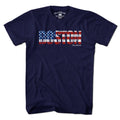 Boston USA t-shirt with bold Boston-meets-flag graphic — Boston patriotic tee