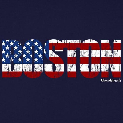 Close-up of Boston USA shirt design — Boston and flag detail