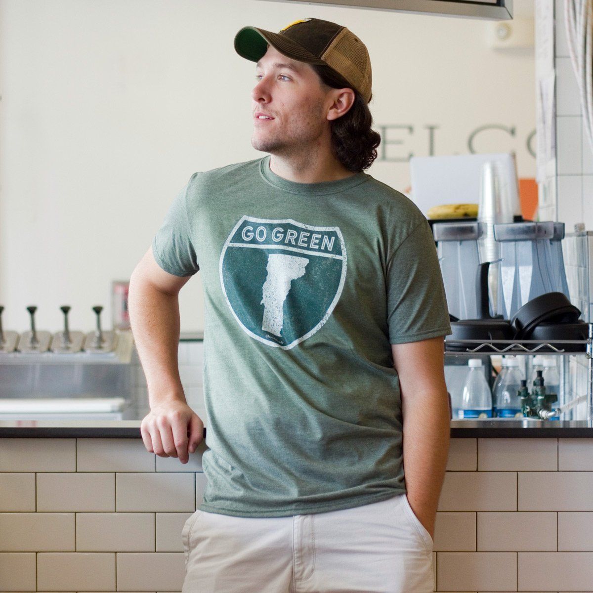 Go Green Vermont Highway Sign T-Shirt - Chowdaheadz