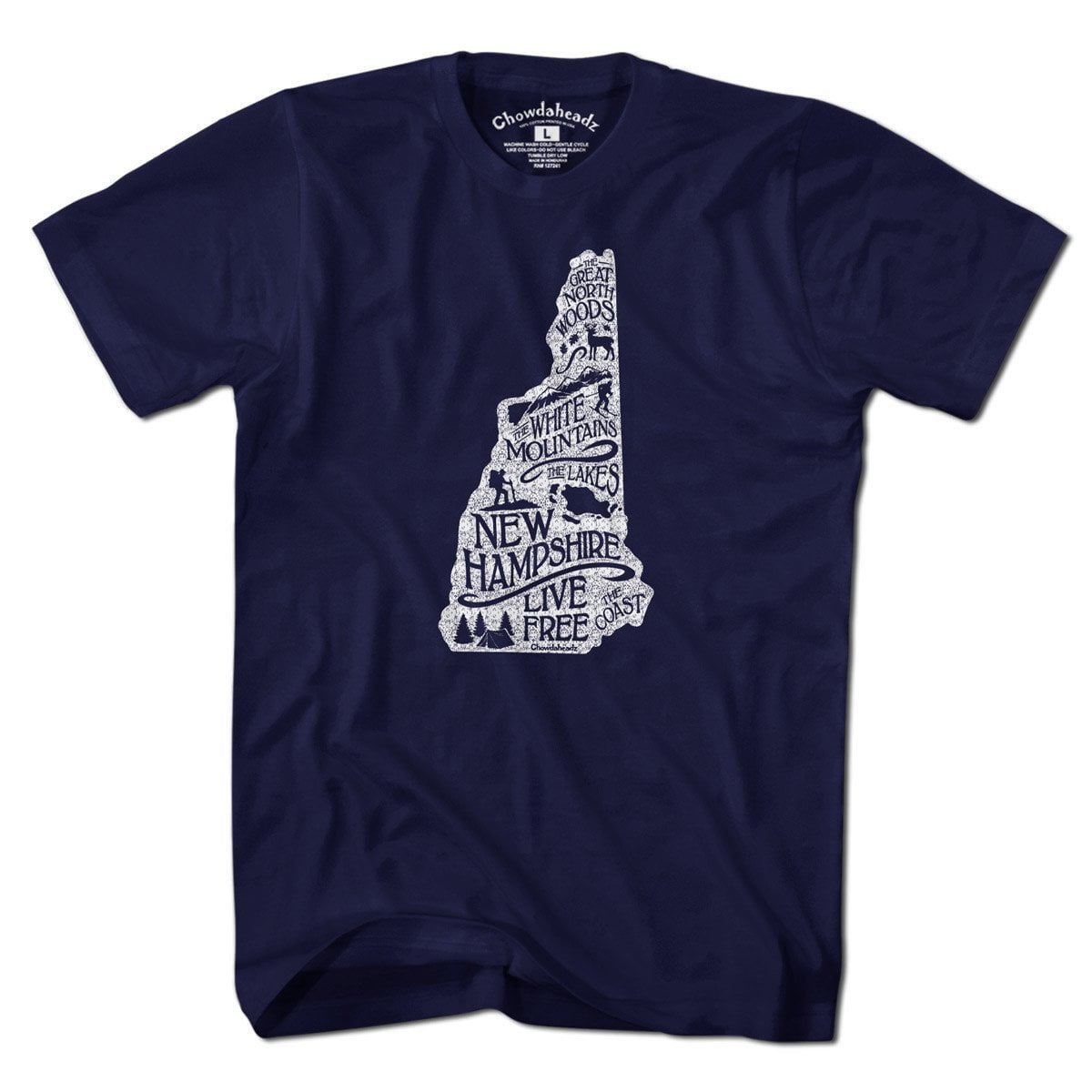 Live Free New Hampshire State T-Shirt - Chowdaheadz