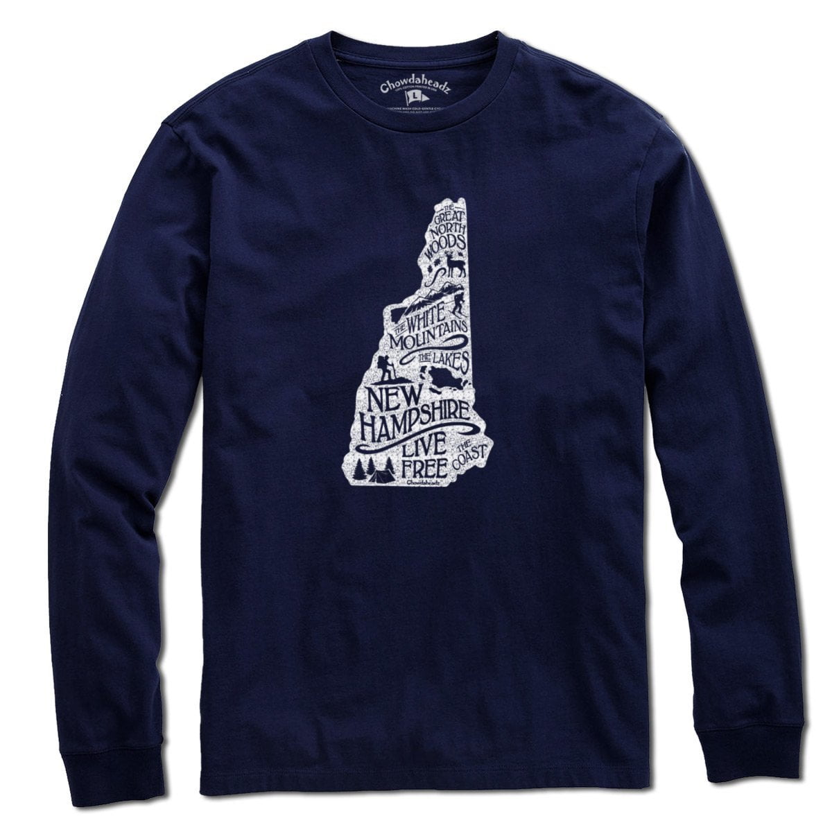 Live Free New Hampshire State T-Shirt - Chowdaheadz