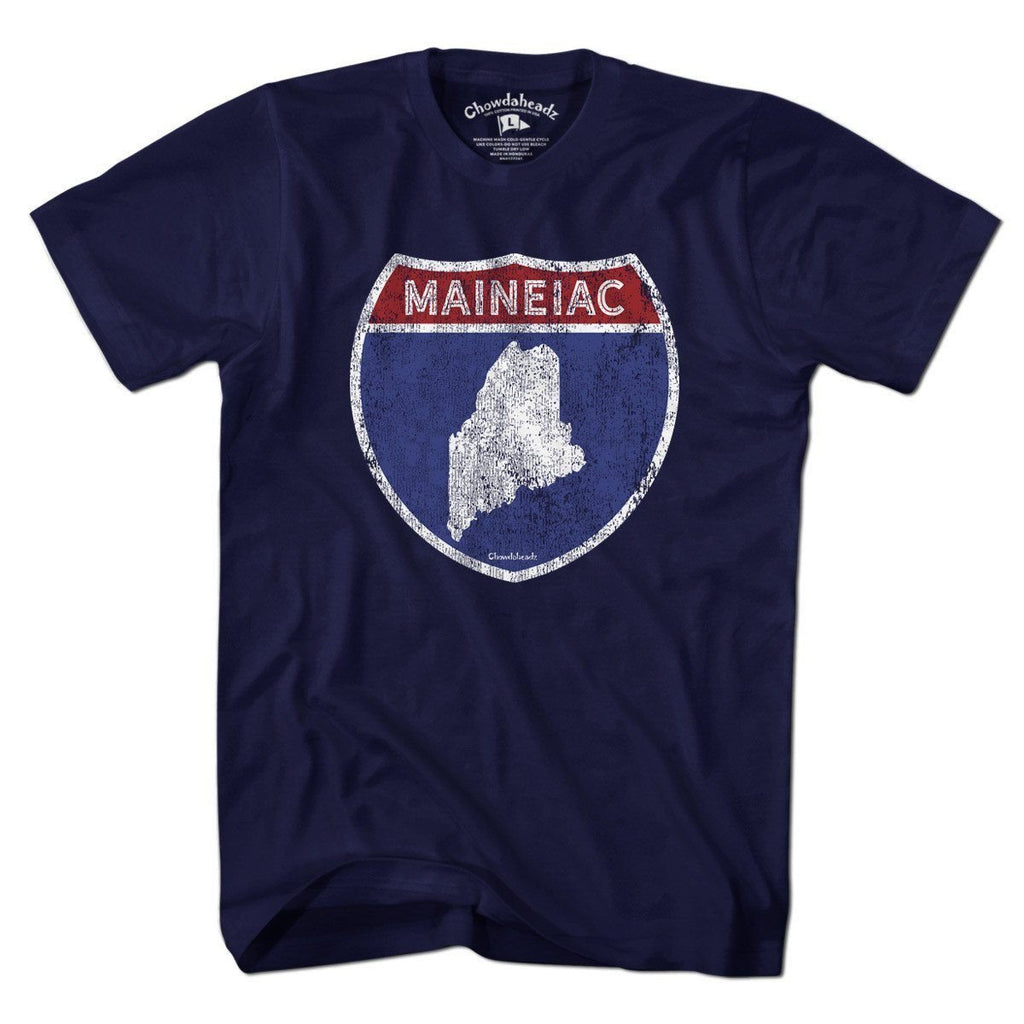 Maineiac Highway Sign T-Shirt - Chowdaheadz