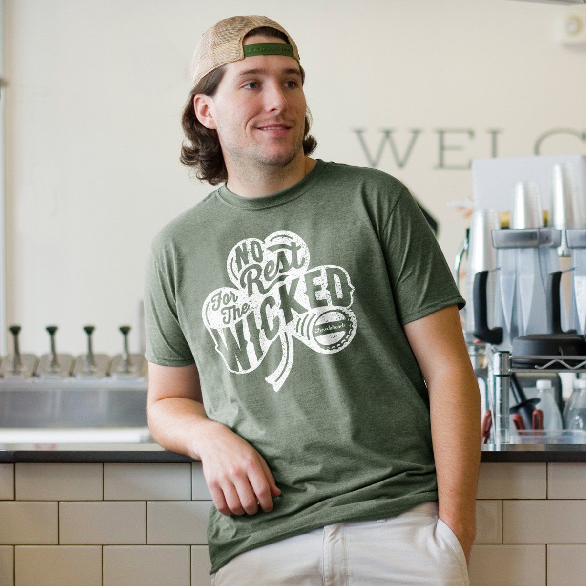 No Rest for The Wicked Shamrock T-Shirt - Chowdaheadz